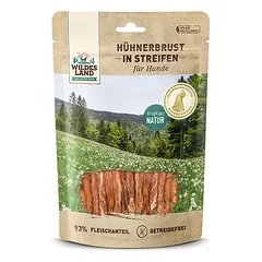 WILDES LAND Chicken breast in strips skanėstai šunims su vištienos krutinėle, 200 g