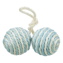 TRIXIE 2 kamuoliukai su virve, sizalis, 4.5 cm (pak.4) — 4 nuotrauka