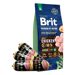 BRIT Premium By Nature Junior XL 15kg + Hektor paukštienos batonas 3x900g