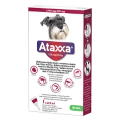 Ataxxa užlašinamas tirpalas šunims nuo erkių, blusų ir uodų, (10–25 kg), 1250 mg/250 mg