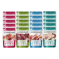 SUPER RAFI Mix skonių su veršiena, kalakutiena, antiena ir kepenėlėmis šunims – 20 x 500 g šlapio šunų ėdalo