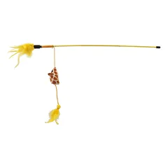 Magic Cat pliušinė pelė su plunksnomis ir PVC lazdele katėms, 20 cm, 46 cm — 2 nuotrauka