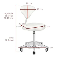 Azzurro 156 - F - Ergonomiška kirpimo kėdė, aukščio reguliavimas su kojiniu pedalu, Białe — 2 nuotrauka