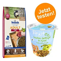 bosch Kombi-Paket: 15 kg HPC Trockenfutter + 3 x 200 g Fruitees (semi-moist)