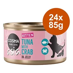 Cosma Asia Kitten drėgnas maistas kačiukams, ekonominė pakuotė 24 x 85 g