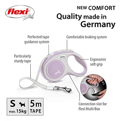 FLEXI pavadėlis šuniui New Comfort S juostinis 5m, rožinis — 2 nuotrauka