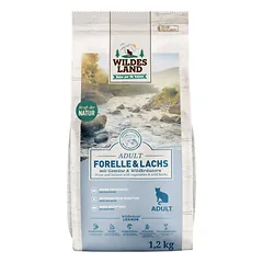 WILDES LAND Classic Adult Trout & Salmon sausas maistas katėms su upėtakiu ir lašiša, 1,2 kg
