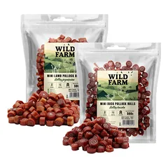 WILD FARM ančių ritinėlis 500g + ėrienos ritinėliai 500g skanėstų šunims