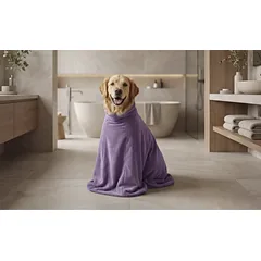 TAURO PRO LINE gyvūnų augintinių apgaubiamas rankšluostis, susegamas užtrauktuku, violetinis, XL dydis, 109x84 cm, 109×84 cm, XL dydis — 2 nuotrauka