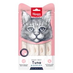 Wanpy Creamy Treats skanėstai katėms su tunu ir krevetėmis, 70 g