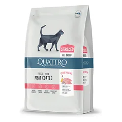 QUATTRO sausas sterilizuotų kačių ėdalas su DAUG paukštienos (45ft), 1,5kg