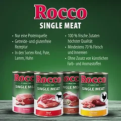 Rocco Single Meat drėgnas maistas šunims 6 x 800 g — 2 nuotrauka