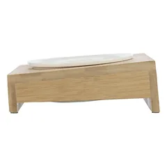 Trixie keraminis dubenėlis su bambuko stovu, baltas/ekru, 0.25 l, ø 12 cm — 3 nuotrauka