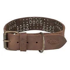 TRIXIE Rustic Fettleder-Halsband Nieten, extra breit