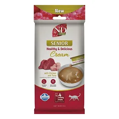 FARMINA N&D Quinoa Cat Senior Cream Chicken and Tuna 60 g su vištiena ir tunu, kreminė užkanda vyresniems katėms