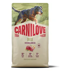 CARNILOVE True Fresh Dog Duck Adult Small Breeds 3 x 4 kg – sausas pašaras su šviežia antiena suaugusiems mažų veislių šunims