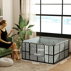 Atvedimo dėžė šuniukams su paklotu ir apsauginiu audiniu, vidutiniams ir dideliems šunims, 122x122x60 cm, juoda — 3 nuotrauka