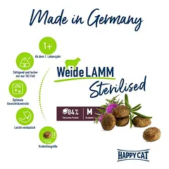 Happy Cat Sterilised Adult su ėriena, sausas maistas katėms, > 10 kg — 2 nuotrauka