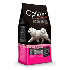 Optima Nova Puppy Sensitive GF Salmon & Potato bekaršiai sausas maistas šuniukams su lašiša ir bulvėmis, 2 kg