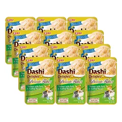 INABA Dashi Delights Delikatesinių dribsnių vištienos su tunu ir šukutėmis receptas 12x40g