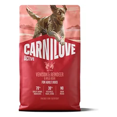 CARNILOVE Active Dog Venison & Reindeer Adult 3 x 4 kg – sausas pašaras su žvėriena, šiaurinių elnių mėsa ir šerniena suaugusiems šunims