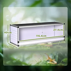 Aliuminio tinklinis terariumas ropliams, varliagyviams ir voragyviams, 120 x 40 x 40 cm, baltas, sidabrinis ir juodas — 3 nuotrauka