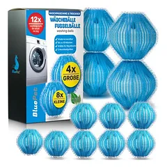 BluePet 12x Wäschebälle, Fusselbälle für die Waschmaschine, Trocknerbälle