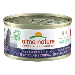 Almo Nature HFC Tuna, Chicken & Ham 70g tunas, vištiena ir kumpis kons. katėms