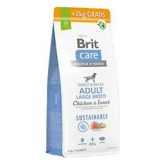 Brit Care Sustainable Adult Large Breed Chicken&Insect sausas maistas didelių veislių šunims, 12+2 kg