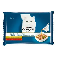 GOURMET Perle suaugusių kačių ėdalas Vištiena Jautiena su padažu 4x 85g