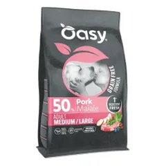 Oasy Grain Free Adult Medium/Large sausas pašaras su kiauliena didesnių veislių šunims - Pet24