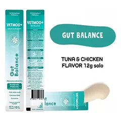 MOOCHIE VETMOO+ Gut Balance 12 g palaiko virškinimo pusiausvyrą ir žarnyno sveikatą.