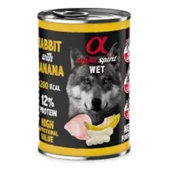 ALPHA SPIRIT konservai šunims su triušiena ir bananais