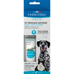 FRANCODEX Dantų valymo rinkinys su fermentine dantų pasta šunims ir katėms 70 g
