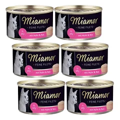 Miamor Feine Filets - drėgnas kačių ėdalas vištienos filė su ryžiais 6x100g skardinė