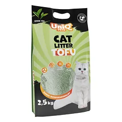 UNIQ PETS biologiškai skaidžios kačių kraikas TOFU, 2,5 kg, žaliosios arbatos aromatas