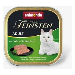 Animonda Vom Feinsten Cat Adult su kalakutiena ir triušiena, drėgnas maistas katėms 100 g
