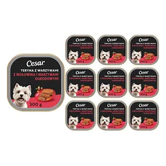 CESAR Terina su daržovėmis 10 x 300 g – jautiena ir daržovės, šlapias šunų maistas