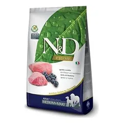 Farmina N&D Prime Adult Medium & Maxi Lamb & Blueberry sausas maistas vidutinių ir didelių veislių šunims, 20 kg