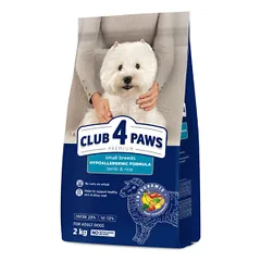 CLUB 4 PAWS Premium Visavertis pašaras suaugusiems mažų veislių šunims su ėriena ir ryžiais, 2 kg