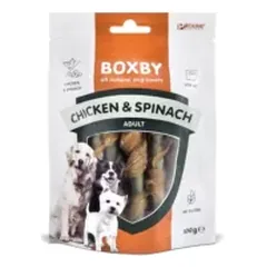 BOXBY Chicken & Spinach Sticks lazdelės su vištiena ir špinatais