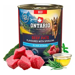 Ontario Adult paštetas su jautiena, spirulinos skonio, drėgnas maistas šunims 800 g