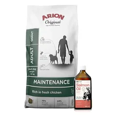 ARION Maintenance Chicken Adult Giant 12kg + Lab-V 100% lašišų aliejus įvairaus amžiaus šunims ir katėms 500ml šalto spaudimo