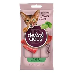 Delickcious Creamy Snack skanėstai katėms su tunu ir alavijais 6x60g