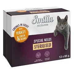 Smilla Sterilised drėgnas maistas katėms, kąsneliai su daržovėmis, maišeliai — 3 nuotrauka