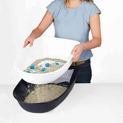 Trixie Berto Cat Litter Tray su atskyrimo sistema, tamsiai pilka/pastelinė, 59 x 39 x 22 cm — 4 nuotrauka