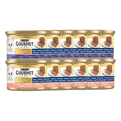 Purina Gourmet Gold putėsiai su ėriena 6x85g + putėsiai su lašiša 6x85g