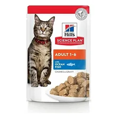 Hill's Science Plan Cat Adult 1-6 su vandenyno žuvimi, drėgnas maistas katėms 12 x 85 g