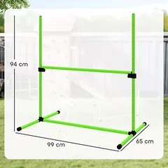 Agility rinkinys šunims iš 4 reguliuojamo aukščio kliūčių, su nešimo krepšiu, 99x65x94 cm, žalias — 3 nuotrauka