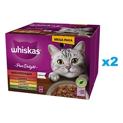 WHISKAS Adult Pure Delight Juicy Jell-O Morsels 48x85 g su jautiena, vištiena, ėriena, paukštiena suaugusioms katėms